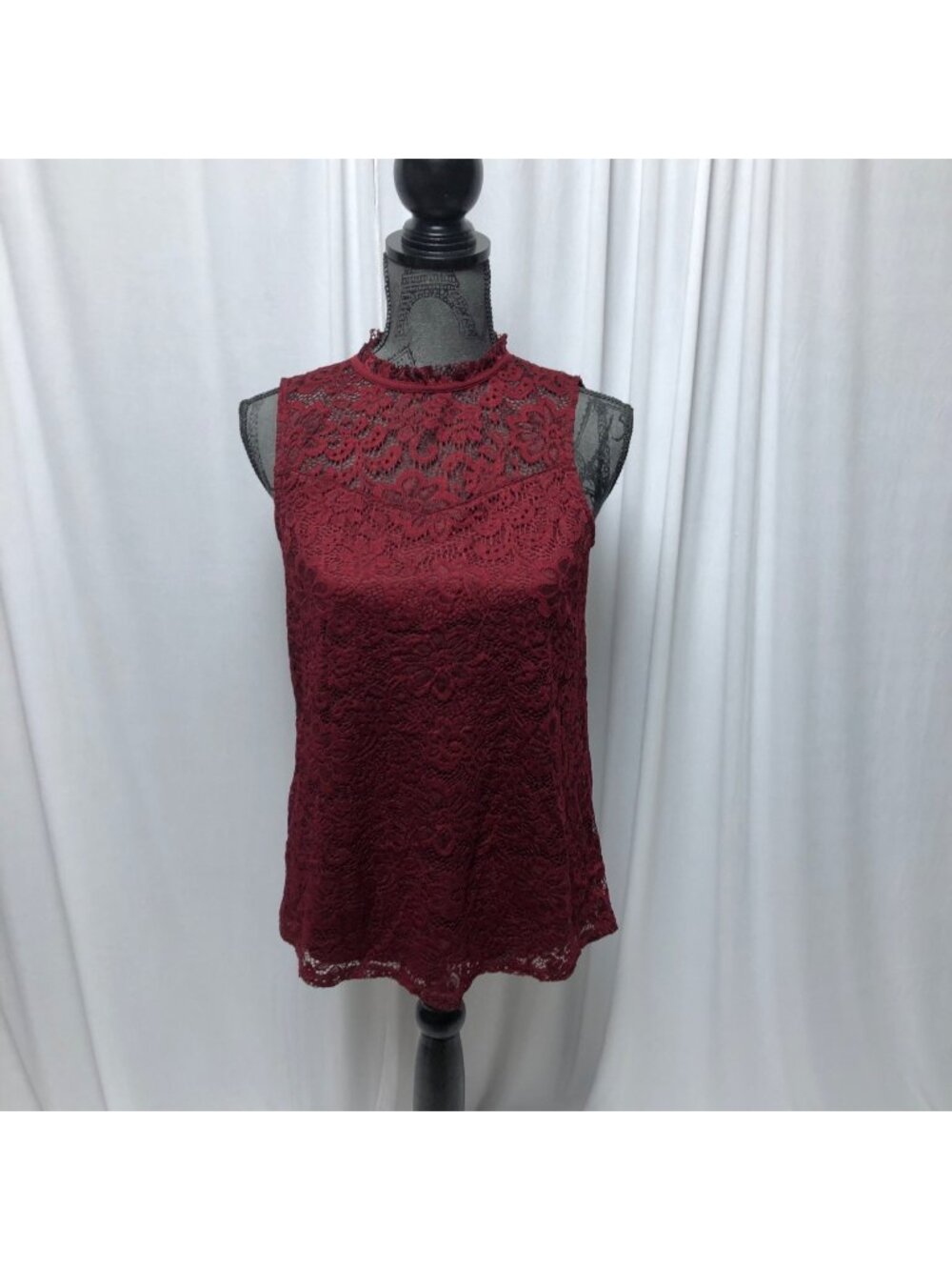 Apt 9 Lace Blouse Womens Size Small Cranberry Lined Sleeveless Top Feminine